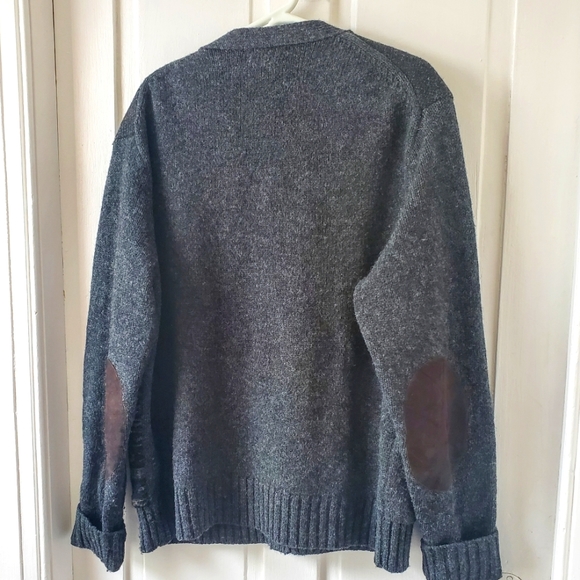 Ralph Lauren Polo Wool Sweater - patterned grey with elbow patches. Size XL - Picture 4 of 4